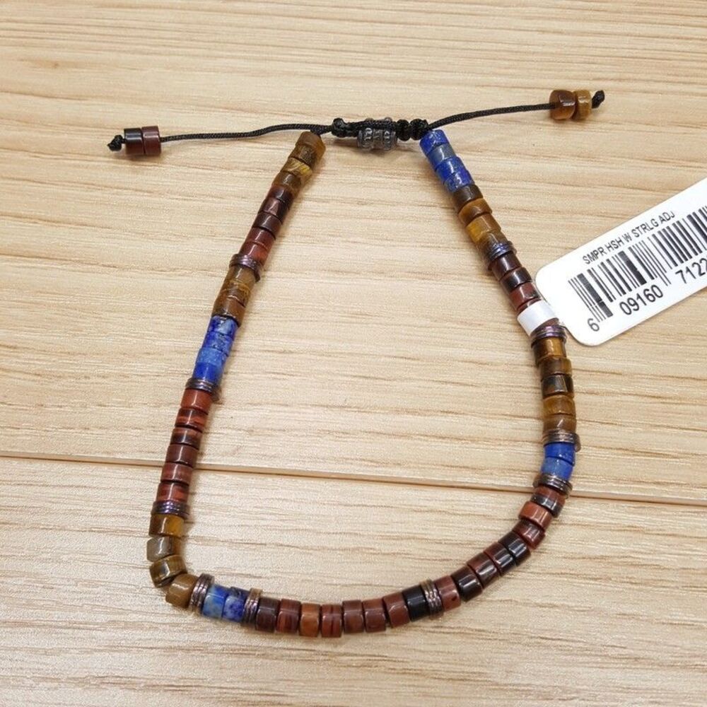 JONAS STUDIO Mens Bracelet Brown Jasper Tigers Eye Adjustable Tie Closure